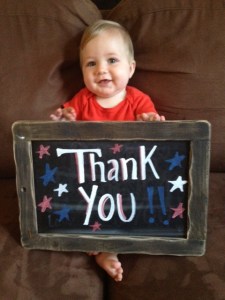 Squishy baby says thank you to our troops!