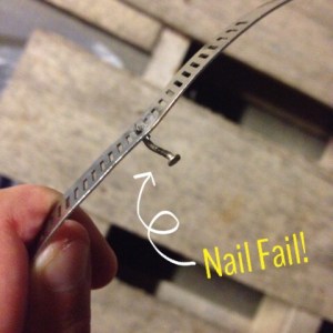 we tried a nail first, didn't work out so well, lol. 