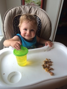 Baby P enjoying some meatloaf for lunch! Did I mention it makes great leftovers? :)